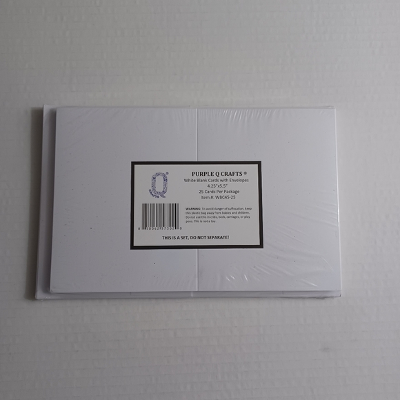 Purple Q Crafts NEW White 25 Pack Blank Cards With Envelopes (4.25 x 5.5) - Picture 2 of 4
